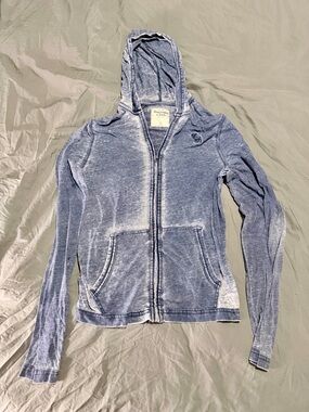 Abercrombie & Fitch Light Blue Washed Zip Hoodie